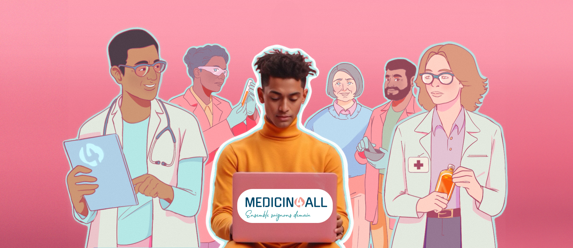 les acteurs du parcours de soin (médecins, patients, aidants, pharmaciens) réunis autour de la plateforme Medicin4All